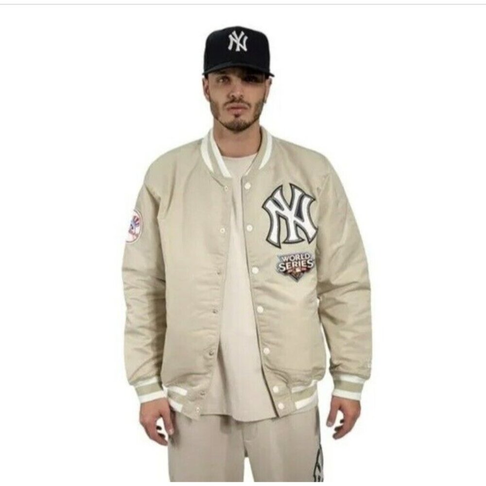 New Era New York Yankees Satin Varsity Jacket 2009 World Series Patch Men's L